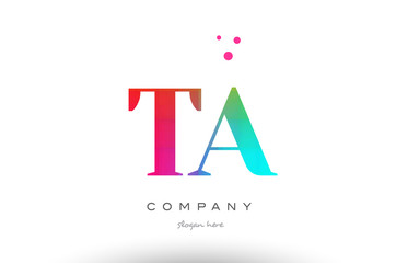 TA T A colored rainbow creative colors alphabet letter logo icon