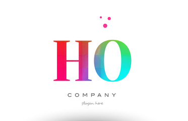 HO H O colored rainbow creative colors alphabet letter logo icon