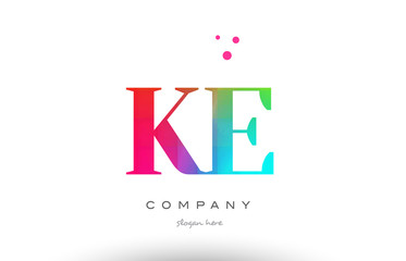 Obraz premium KE K E colored rainbow creative colors alphabet letter logo icon