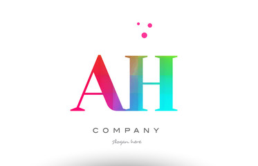 AH A H colored rainbow creative colors alphabet letter logo icon