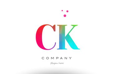 CK C K colored rainbow creative colors alphabet letter logo icon