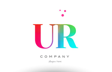 UR U R colored rainbow creative colors alphabet letter logo icon