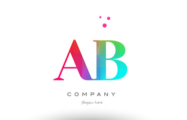 AB A B colored rainbow creative colors alphabet letter logo icon