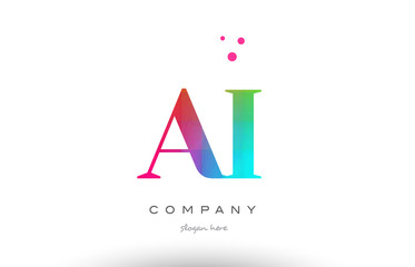AI A I colored rainbow creative colors alphabet letter logo icon