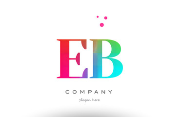 Obraz premium EB E B colored rainbow creative colors alphabet letter logo icon
