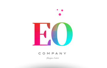 EO E O colored rainbow creative colors alphabet letter logo icon