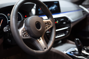 Modern shift gear in luxury car interior