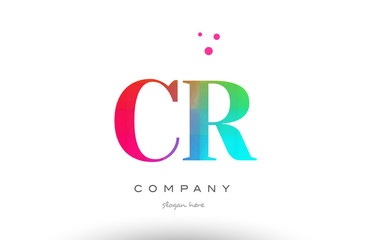 CR C R colored rainbow creative colors alphabet letter logo icon