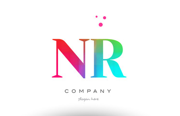 NR N R colored rainbow creative colors alphabet letter logo icon
