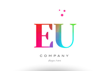 EU E U colored rainbow creative colors alphabet letter logo icon