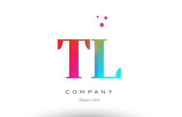 TL T L colored rainbow creative colors alphabet letter logo icon