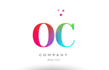 OC O C colored rainbow creative colors alphabet letter logo icon