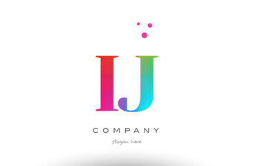 IJ I J colored rainbow creative colors alphabet letter logo icon