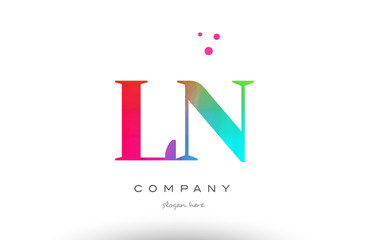 Obraz premium LN L N colored rainbow creative colors alphabet letter logo icon