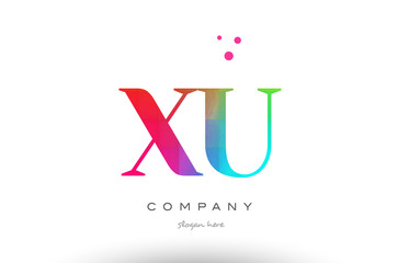 XU X U colored rainbow creative colors alphabet letter logo icon