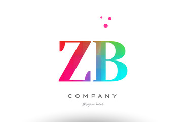 Obraz premium ZB Z B colored rainbow creative colors alphabet letter logo icon