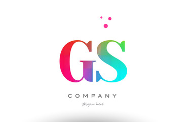 GS G S colored rainbow creative colors alphabet letter logo icon