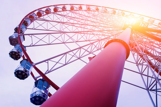 Ferris Wheel at amusement park. Abstract