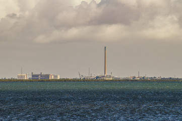 Port Pirie skyline in South Australia showing the lead smelter and grain silos