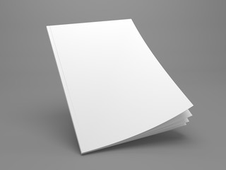 Blank brochure or magazine 3D illustration on grey for your design.