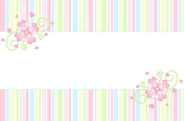 Pastel stripes and heart flowers card design