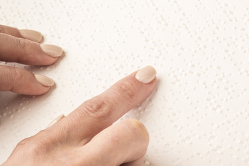 Books Braille. The touch of your fingertips the texture of the paper, reading the sign. Reading the...