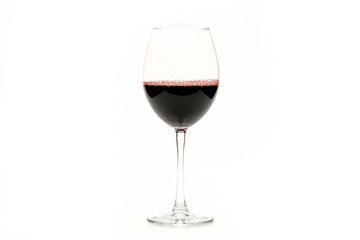 Glass of red wine isolated on white background