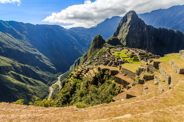 View from the top to old Inca ruins and Wayna Picchu, Machu Picchu, Urubamba provnce, Peru © vadim.nefedov