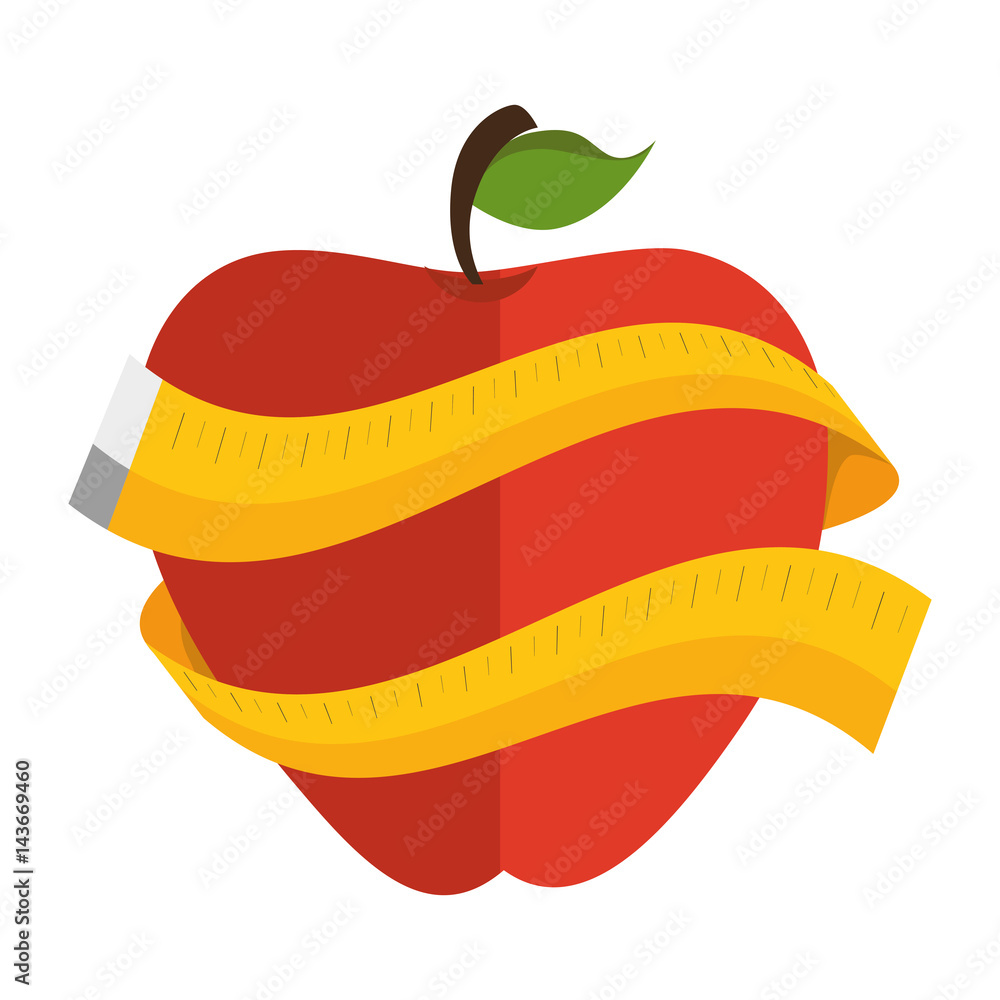 Poster apple with tape measure icon