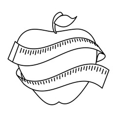 apple with tape measure icon