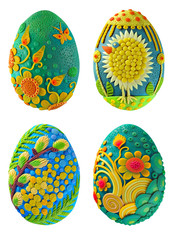 Easter eggs made from bright colored plasticineEaster Sunday for the spring religious holiday of Easter or a bright Sunday