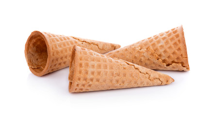 Sweet wafer cone isolated on white background