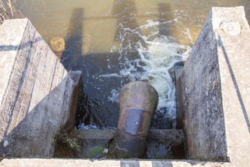 Water coming out of a pipe