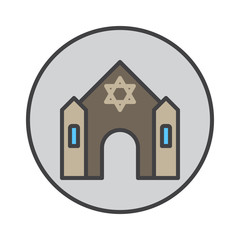 Synagogue filled outline icon, round colorful vector sign, circular flat pictogram. Symbol, logo illustration