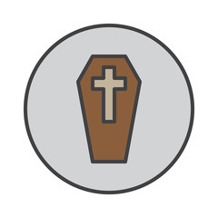 Obraz premium Coffin with cross filled outline icon, round colorful vector sign, circular flat pictogram. Symbol, logo illustration