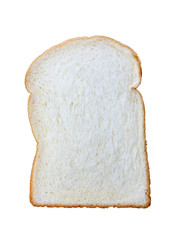 Slice of white bread isolated on white background