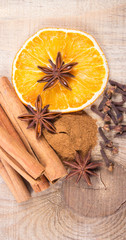 Obraz na płótnie Canvas Warming spices - cinnamon, star anise, cloves.