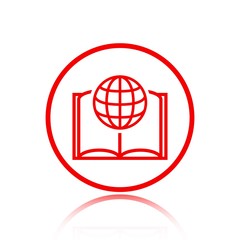 open book and globe icon stock vector illustration flat design