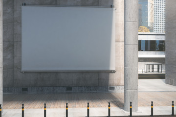 Empty white billboard, daytime