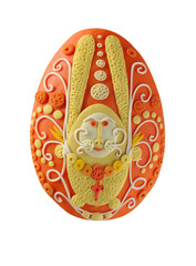 Easter egg made from bright colored plasticine for the spring religious holiday of Easter or a bright Sunday