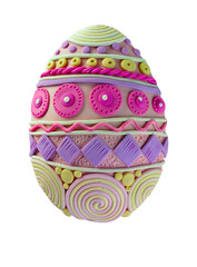 Easter egg made from bright colored plasticine for the spring religious holiday of Easter or a bright Sunday