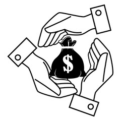 hands human with money vector illustration design