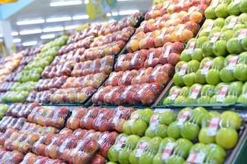 Red and green apple fruits