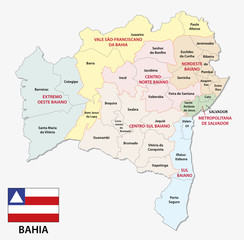 bahia administrative and political map with flag