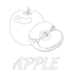 Apple. Page for coloring book. Doodle design.Fruits. Vector illustration.