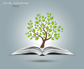 Tree on open book.