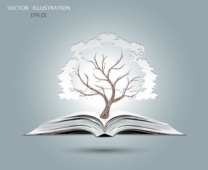 Tree on open book.