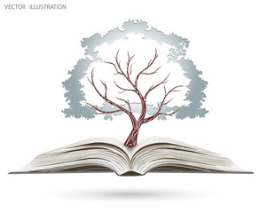 Tree on open book.