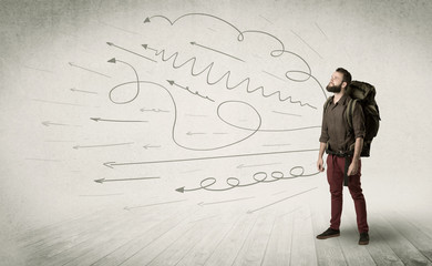 Obraz premium Young man with a backpack