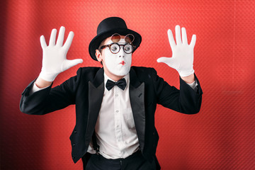 Male pantomime actor fun performing